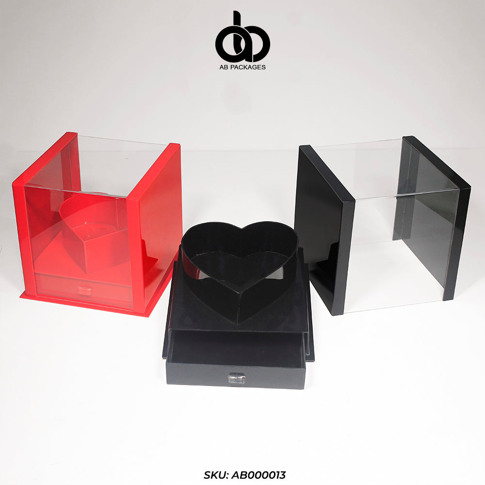 Black & Red Heart Shape Gift Box
