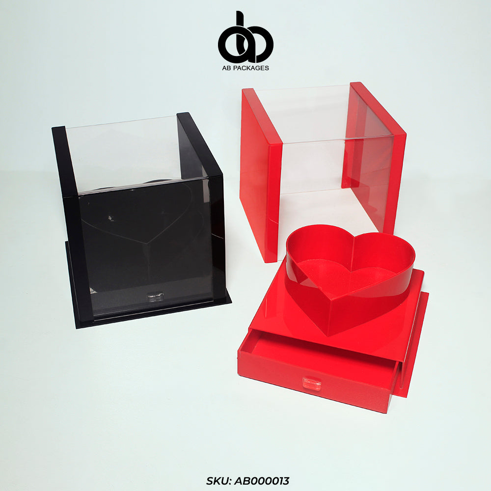 Black & Red Heart Shape Gift Box