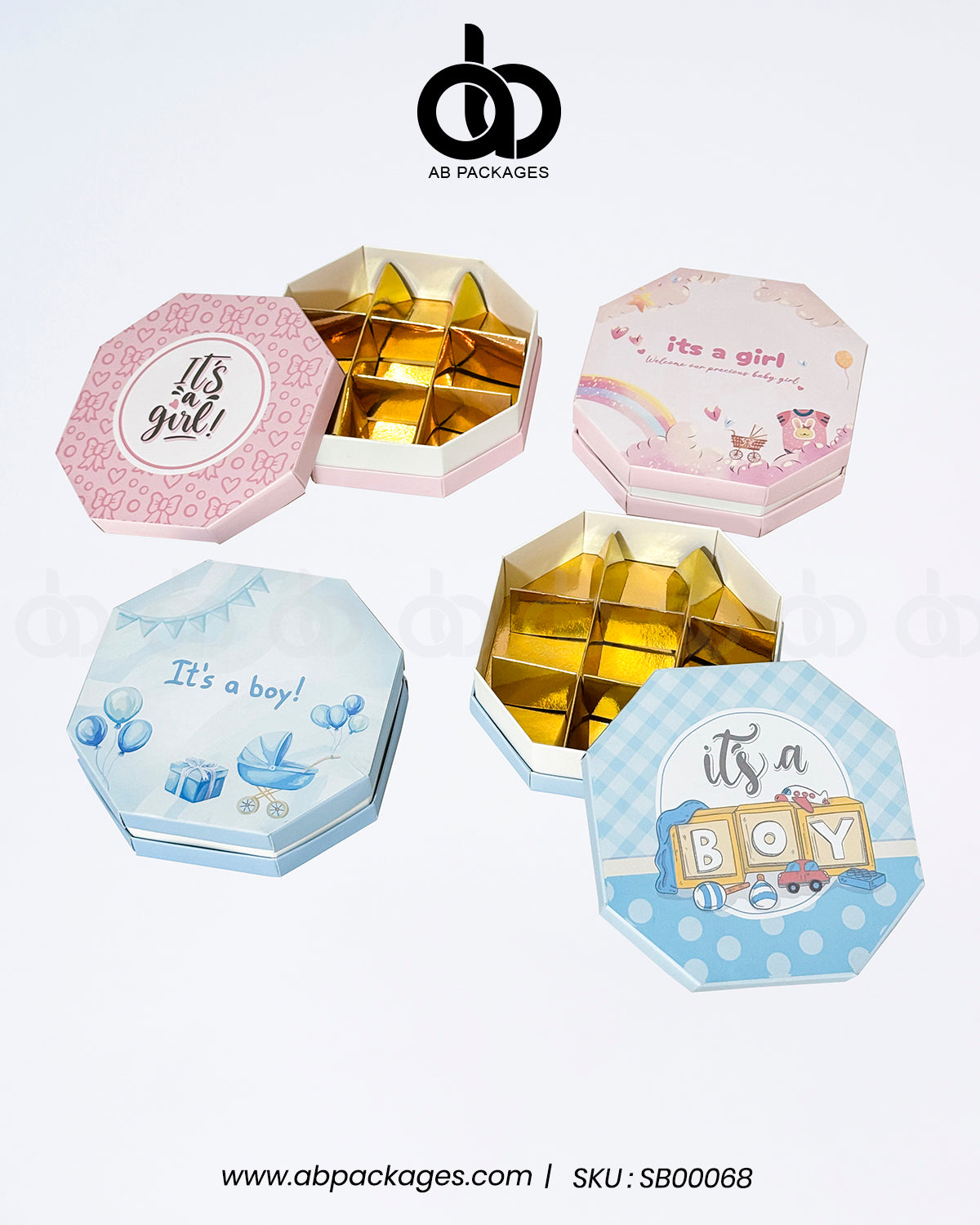 Premium Hexagon Birth Announcement Gift Boxes