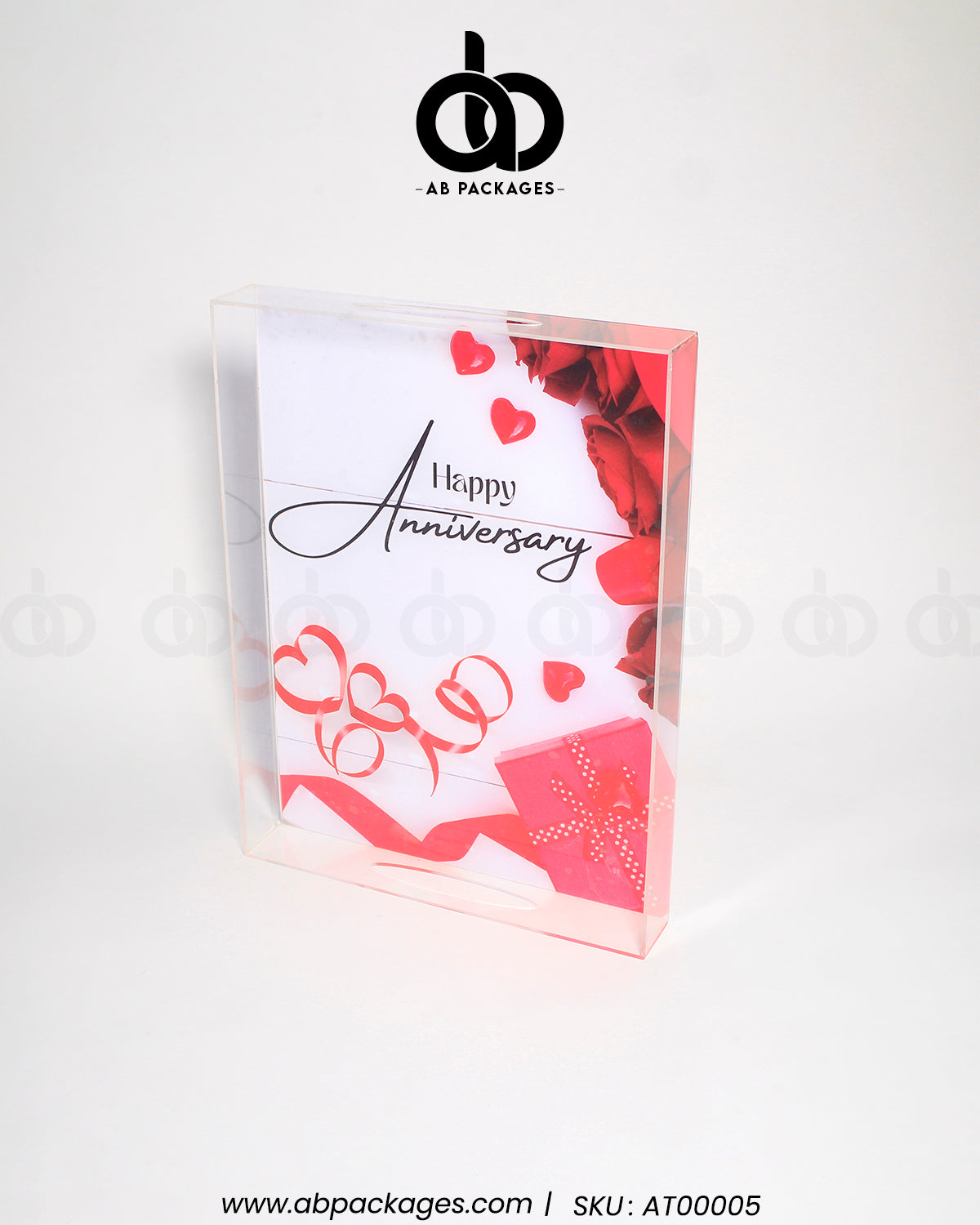 Elegant Acrylic Happy Anniversary Tray