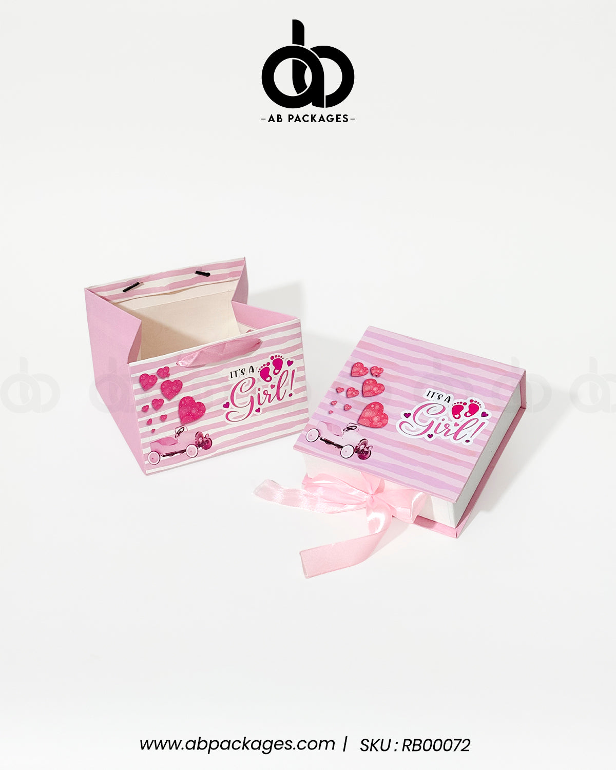 Luxury Baby Announcement Box with Cardboard Bag– Rigid “It’s a Boy / Girl” Gift Packaging