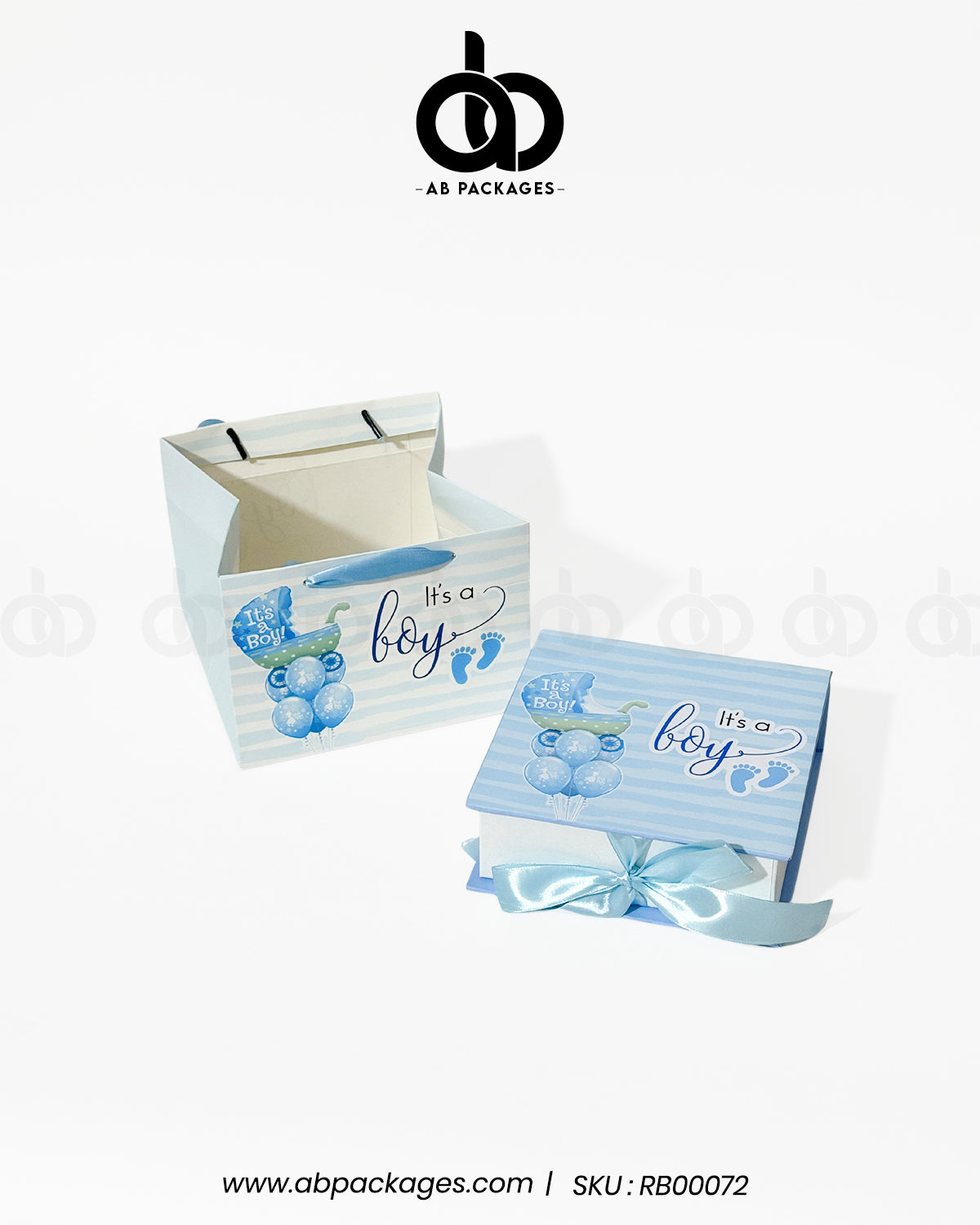 Luxury Baby Announcement Box with Cardboard Bag– Rigid “It’s a Boy / Girl” Gift Packaging