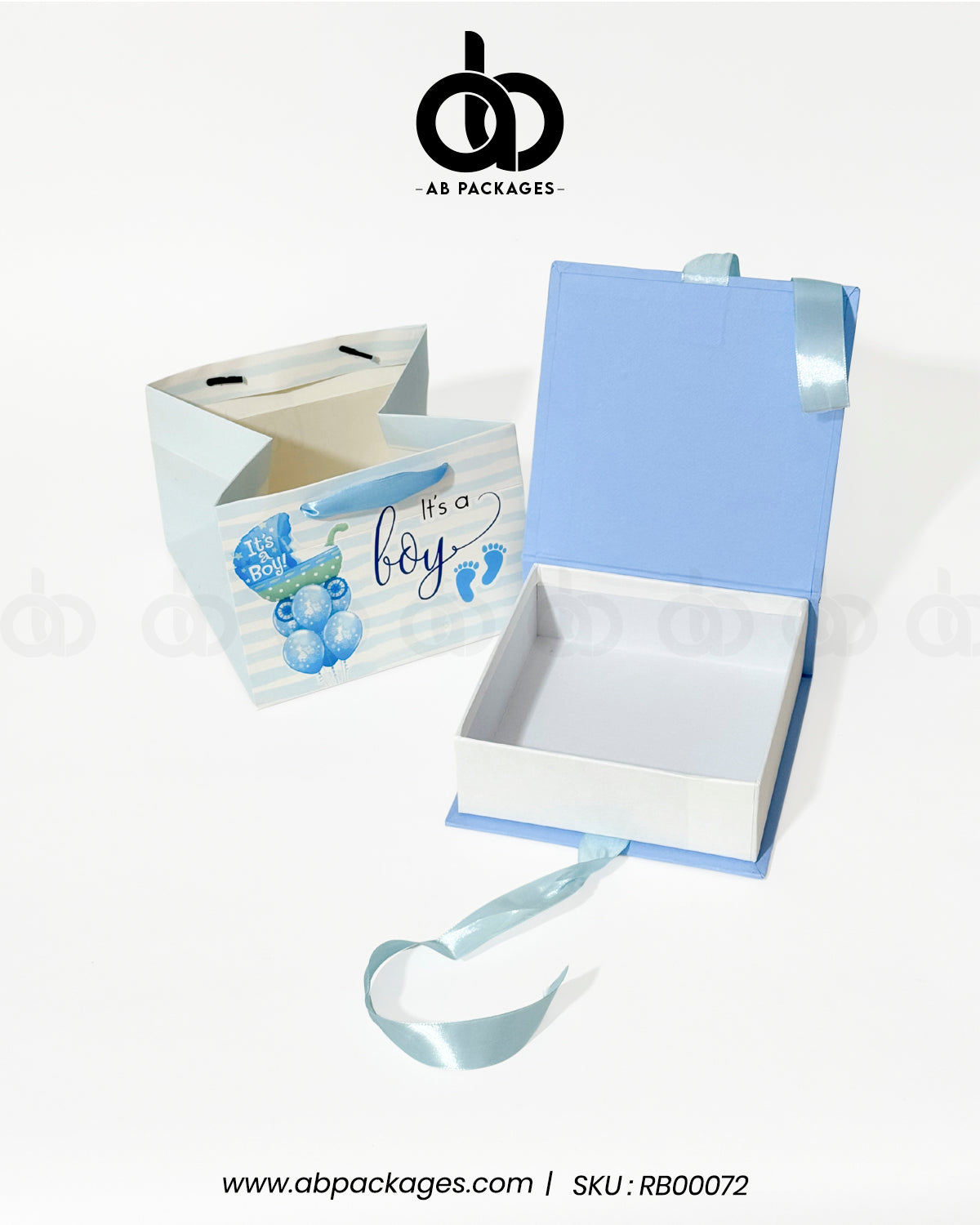 Luxury Baby Announcement Box with Cardboard Bag– Rigid “It’s a Boy / Girl” Gift Packaging
