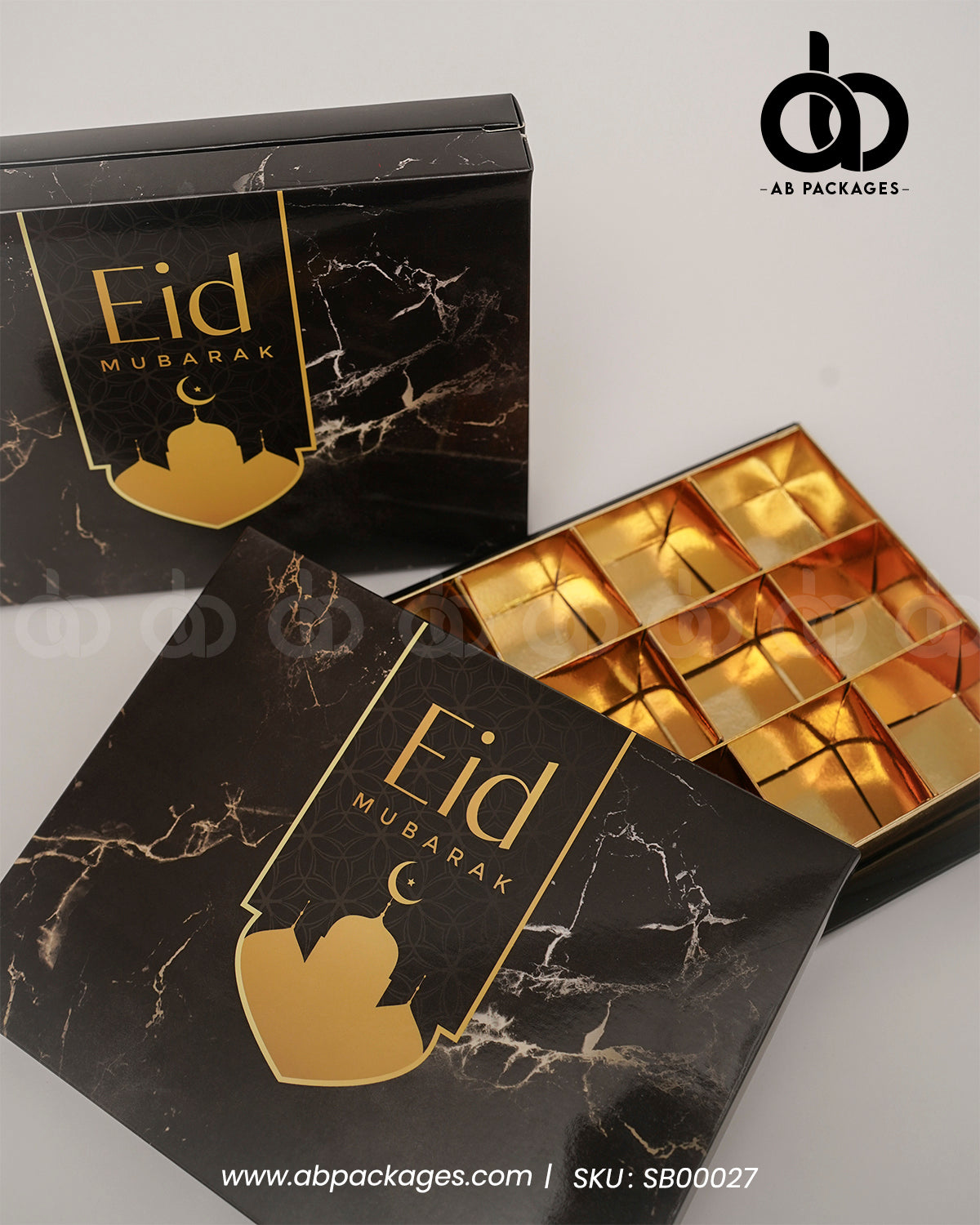 Festive Eid Treat Black Marble Portion Box