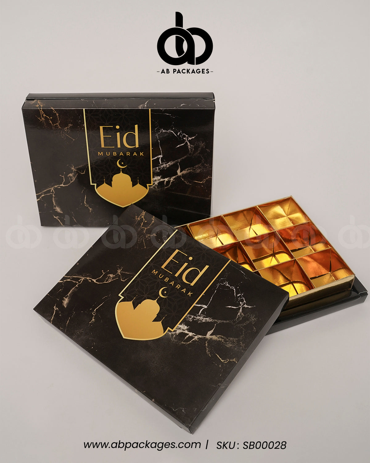 Festive Eid Treat Black Marble Portion Box