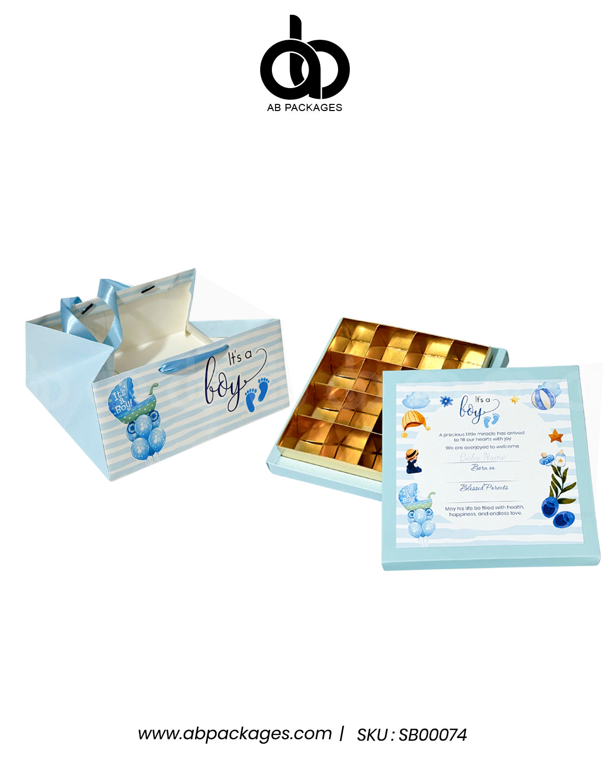 Tranquil Birth Announcement 16-Portion Cardboard Carry Bag  (Cardboard – Bag Only)
